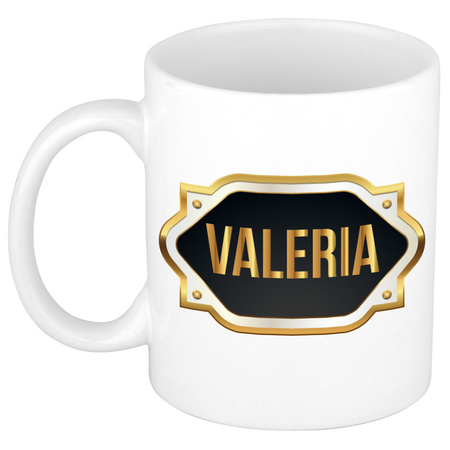 Name mug Valeria with golden emblem 300 ml