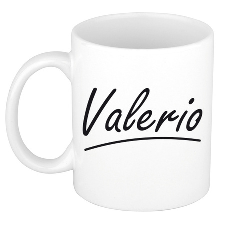 Naam cadeau mok / beker Valerio met sierlijke letters 300 ml