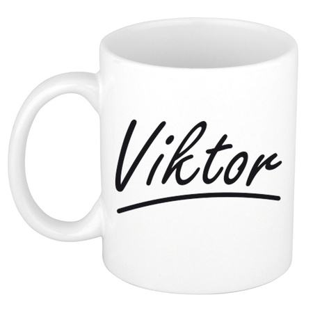 Name mug Viktor with elegant letters 300 ml