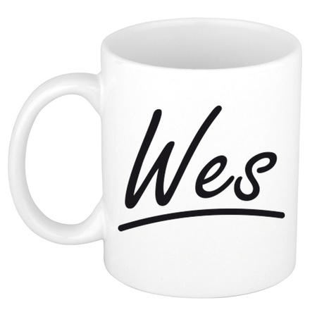 Name mug Wes with elegant letters 300 ml