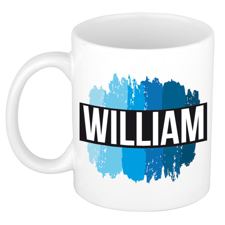 Name mug William with blue paint marks  300 ml
