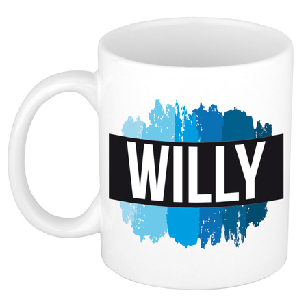 Name mug Willy with blue paint marks  300 ml