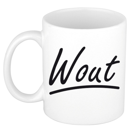 Name mug Wout with elegant letters 300 ml