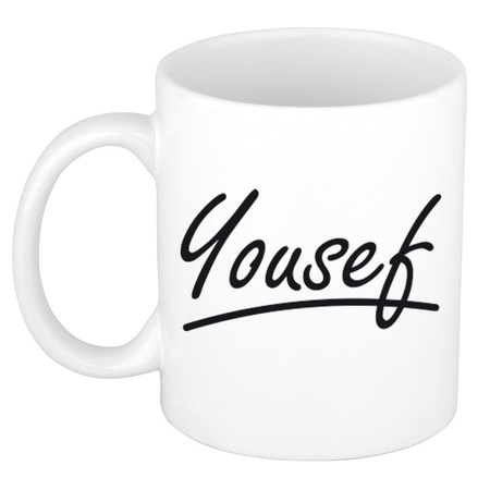 Name mug Yousef with elegant letters 300 ml