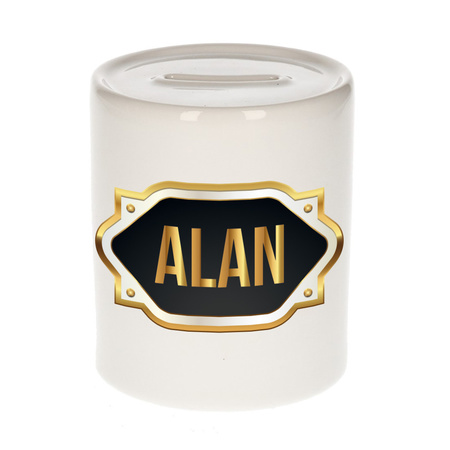 Name money box Alan with golden emblem