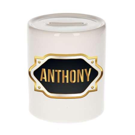 Name money box Anthony with golden emblem