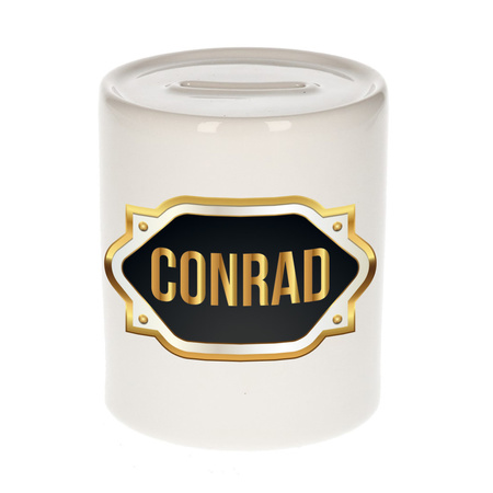 Name money box Conrad with golden emblem
