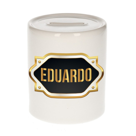 Name money box Eduardo with golden emblem