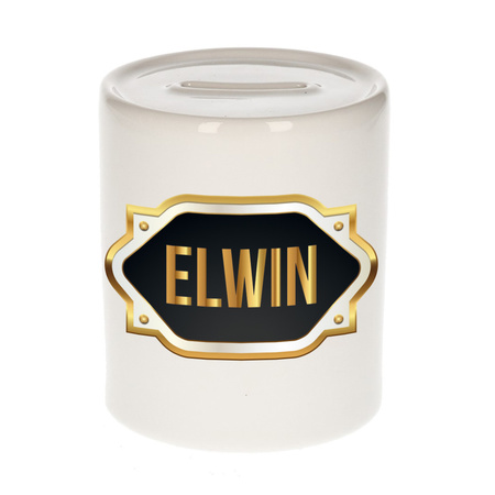 Name money box Elwin with golden emblem
