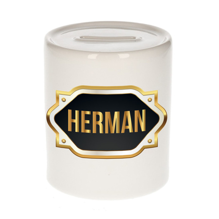Name money box Herman with golden emblem