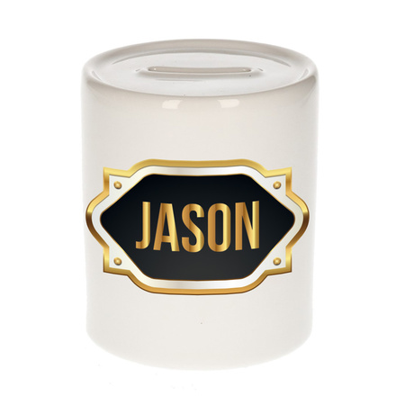Name money box Jason with golden emblem