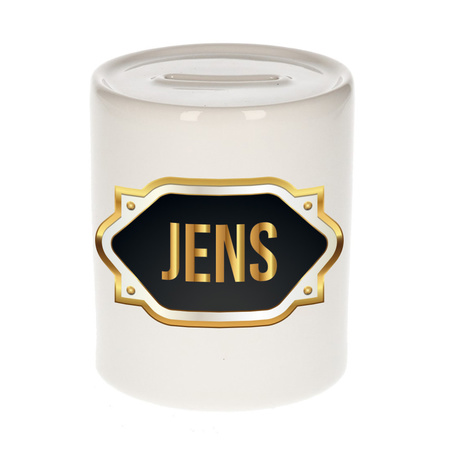 Name money box Jens with golden emblem