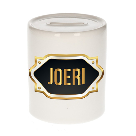 Name money box Joeri with golden emblem