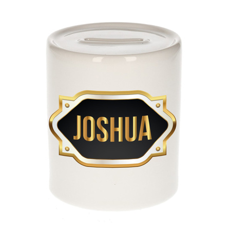 Name money box Joshua with golden emblem