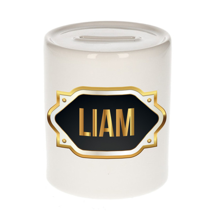 Name money box Liam with golden emblem