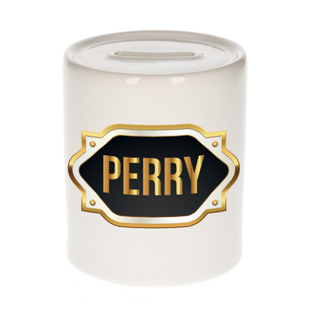 Name money box Perry with golden emblem