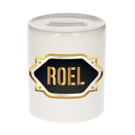 Name money box Roel with golden emblem