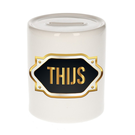 Name money box Thijs with golden emblem