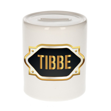 Name money box Tibbe with golden emblem