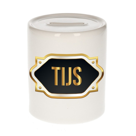 Name money box Tijs with golden emblem