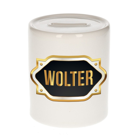 Name money box Wolter with golden emblem