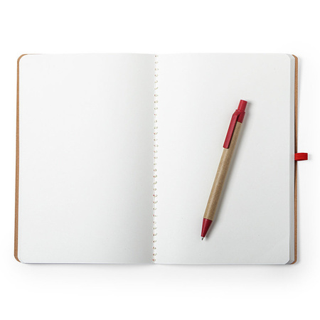 Natuurlijn schriftje/notitieboekje karton/rood met elastiek A5 formaat