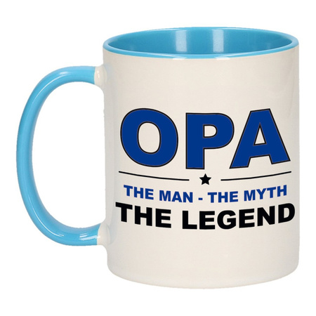 Opa the legend mug white and blue 300 ml