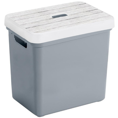 Home storage box bluegrey 25 liters plastic with lid