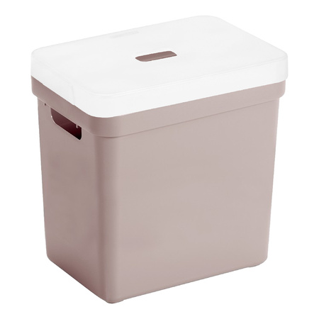 Pink home boxes storage box 25 liters plastic with transparent lid