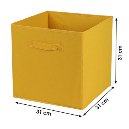 Storage basket Square Box - metal - grey - 67 x 68 cm - incl. 4 storage basket - ocher yellow