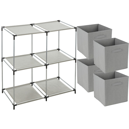 Storage basket Square Box - metal - grey - 67 x 68 cm - incl. 4 storage basket - grey