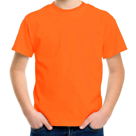 Oranje basic t-shirt met ronde hals voor kinderen / unisex van katoen 