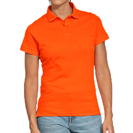 Oranje poloshirt / polo t-shirt basic van katoen voor dames