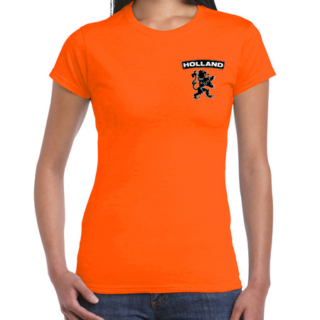 Orange shirt with orange lion emblem on chest women
