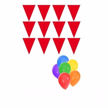 Pakket 3x vlaggenlijn XL rood incl gratis ballonnen