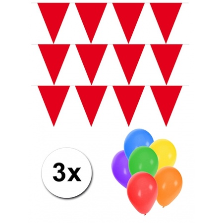 Package 3x red bunting incl free balloons