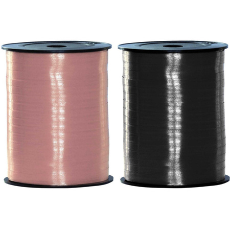 Black and baby pink ribbons 500 meter x 5 mm