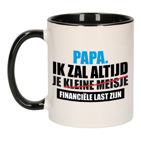 Papa financiele last gift mug black / white 300 ml