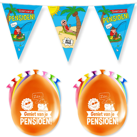 Paperdreams pensioen feest set - Ballonnen & vlaggenlijnen - 17x stuks