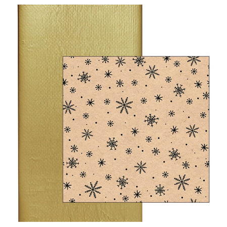Paper tablecloth gold and snowflakes napkins