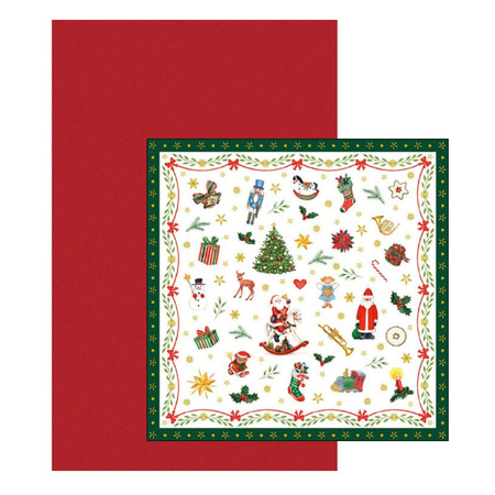 Paper tablecloth red and christmas napkins