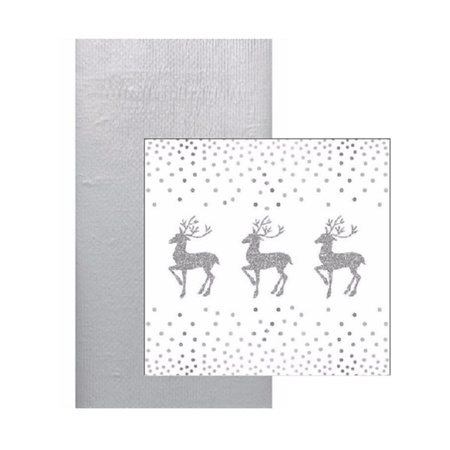 Paper tablecloth silver and christmas napkins