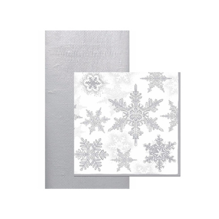 Paper tablecloth silver and christmas napkins