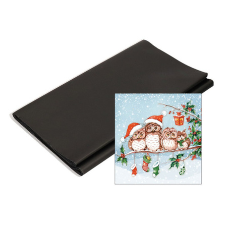 Paper tablecloth black and christmas napkins