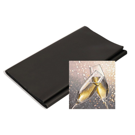 Paper tablecloth black and new year napkins