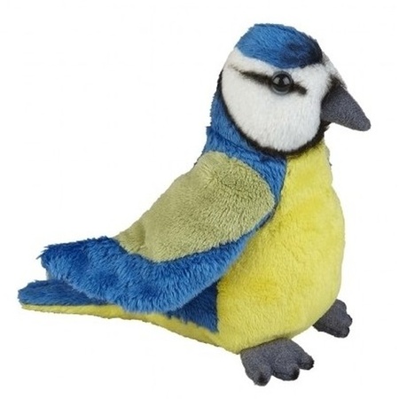 Pluche blauwe pimpelmees vogel knuffel 15 cm speelgoed