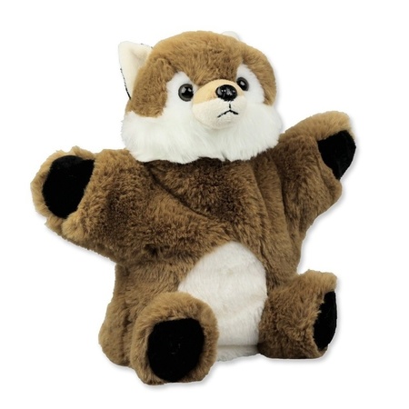 Plush brown fox hand puppet 22 cm cuddle toy