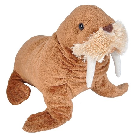 Plush brown walrus cuddle toy 27 cm