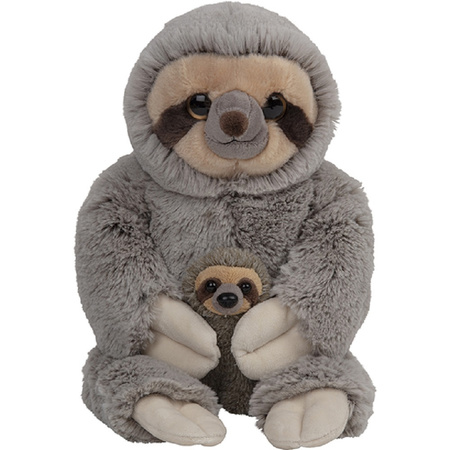 Plush soft toy family Sloth mother and kid 22 cm