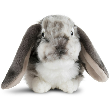 Plush grey/white lop eared rabbit cuddle toy 30 cm lying